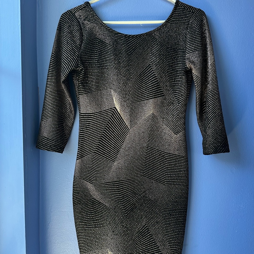 Mind Code - Women’s Black and Gold Mini Dress